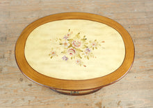 Load image into Gallery viewer, Hand-Painted Oval Cabinet Nightstand with Floral Motif