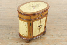 Load image into Gallery viewer, Hand-Painted Oval Cabinet Nightstand with Floral Motif