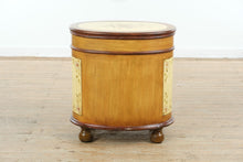 Load image into Gallery viewer, Hand-Painted Oval Cabinet Nightstand with Floral Motif