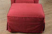 Load image into Gallery viewer, Red Upholstered Rolled Arm Lounge Chair with Ottoman