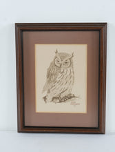 Load image into Gallery viewer, Charles G McLaurin Owl Etching Limited Print 1977 Framed North Carolina Artist