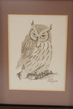 Load image into Gallery viewer, Charles G McLaurin Owl Etching Limited Print 1977 Framed North Carolina Artist