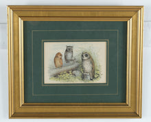 Load image into Gallery viewer, Theodore Jasper Short Eared Owl and Screech Owl Print Gold Frame 18 x 15