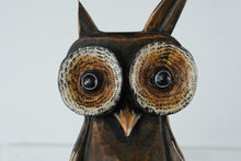 Load image into Gallery viewer, Hand Carved Wooden Owl Sculpture On Branch Folk Art Figure 39 Inch
