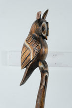 Load image into Gallery viewer, Hand Carved Wooden Owl Sculpture On Branch Folk Art Figure 39 Inch