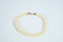 Load image into Gallery viewer, Ivory Faux Pearl Multi Strand Twisted Torsade Necklace Gold Tone Clasp