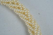 Load image into Gallery viewer, Ivory Faux Pearl Multi Strand Twisted Torsade Necklace Gold Tone Clasp