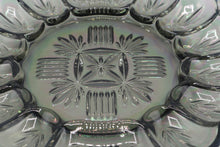 Load image into Gallery viewer, Vintage Carnival Glass Deviled Egg Platter Iridescent Smoke Gray 12 Well
