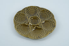 Load image into Gallery viewer, Sarreguemines French Oyster Plate – Olive Green Majolica – 9.5" Round