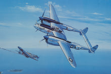 Load image into Gallery viewer, Lockheed P-38 Lightning Southwest Pacific Aviation Art Print Signed Framed 28 x 25