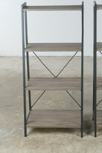 Load image into Gallery viewer, ndustrial Modern 4 Tier Ladder Bookcases with Metal Frame and Wood Grain Shelves - Pair