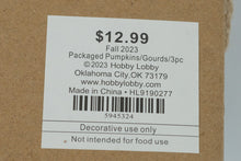 Load image into Gallery viewer, Hobby Lobby Fall 2023 Packaged Pumpkins & Gourds – Set of 3 Woven Decorative Pumpkins (New in Box)