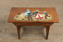 Load image into Gallery viewer, Hand-Painted Folk Art Wooden Bench with Dancing Children Scene