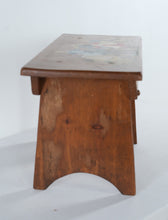 Load image into Gallery viewer, Hand-Painted Folk Art Wooden Bench with Dancing Children Scene