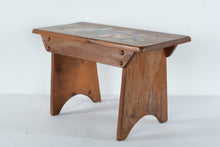 Load image into Gallery viewer, Hand-Painted Folk Art Wooden Bench with Dancing Children Scene