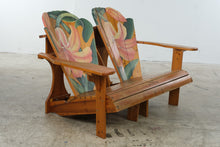 Load image into Gallery viewer, The Blooming Chair Hand Painted Cedar Adirondack Double Bench with Ottoman