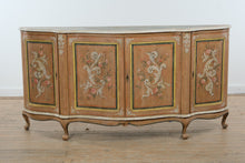 Load image into Gallery viewer, Italian Hand-Painted Rococo Style Sideboard with Curved Front & Floral Panels