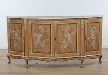 Load image into Gallery viewer, Italian Hand-Painted Rococo Style Sideboard with Curved Front & Floral Panels