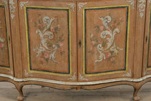 Load image into Gallery viewer, Italian Hand-Painted Rococo Style Sideboard with Curved Front & Floral Panels