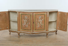 Load image into Gallery viewer, Italian Hand-Painted Rococo Style Sideboard with Curved Front & Floral Panels