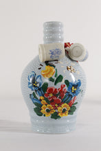 Load image into Gallery viewer, Vintage Schroffen Enzian Liquor Bottle Blue Floral with Mini Mugs