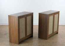 Load image into Gallery viewer, OAKHAM Home Rattan Storage Cabinet Set of 2 in Walnut Finish