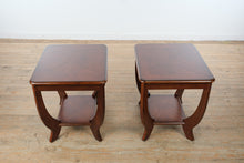 Load image into Gallery viewer, Pair Traditional Cherry Wood End Tables with Lower Shelf and Curved Legs