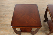 Load image into Gallery viewer, Pair Traditional Cherry Wood End Tables with Lower Shelf and Curved Legs