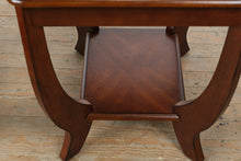 Load image into Gallery viewer, Pair Traditional Cherry Wood End Tables with Lower Shelf and Curved Legs