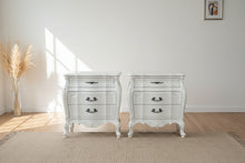 Load image into Gallery viewer, Pair of French Provincial Style Nightstands with Curved Front and Carved Detail
