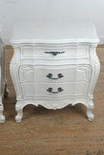 Load image into Gallery viewer, Pair of French Provincial Style Nightstands with Curved Front and Carved Detail