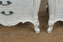 Load image into Gallery viewer, Pair of French Provincial Style Nightstands with Curved Front and Carved Detail