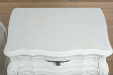 Load image into Gallery viewer, Pair of French Provincial Style Nightstands with Curved Front and Carved Detail