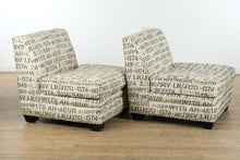 Load image into Gallery viewer, Pair of Jonathan Lewis Numerical Slipper Chairs – Modern Print