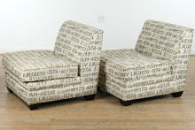 Load image into Gallery viewer, Pair of Jonathan Lewis Numerical Slipper Chairs – Modern Print