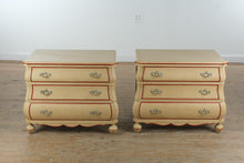 Load image into Gallery viewer, French Provincial Style Cream Nightstand with Red Trim Accents – 3 Drawer Chest