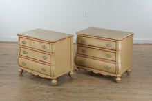 Load image into Gallery viewer, French Provincial Style Cream Nightstand with Red Trim Accents – 3 Drawer Chest