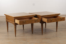 Load image into Gallery viewer, Pair of Wide Mid Century Burled Side Tables - American of Martinsville