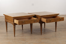 Load image into Gallery viewer, Pair of Wide Mid Century Burled Side Tables - American of Martinsville