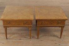 Load image into Gallery viewer, Pair of Wide Mid Century Burled Side Tables - American of Martinsville
