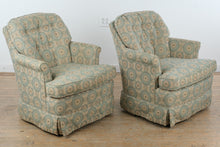 Load image into Gallery viewer, Pair of Custom Upholstered Swivel Rocker Lounge Chairs by Spicer's Upholstery