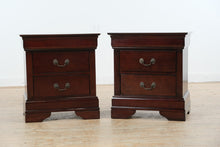 Load image into Gallery viewer, Pair of Ashley Furniture Janel Nightstands in Dark Wood Finish with Two Drawers