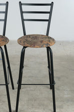 Load image into Gallery viewer, Pair of Modern Black Metal Counter Height Bar Stools with Upholstered Seats