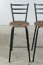 Load image into Gallery viewer, Pair of Modern Black Metal Counter Height Bar Stools with Upholstered Seats