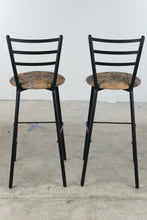 Load image into Gallery viewer, Pair of Modern Black Metal Counter Height Bar Stools with Upholstered Seats