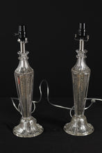 Load image into Gallery viewer, Pair of Black and Pewter Speckled Lamps