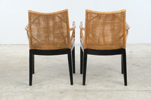 Load image into Gallery viewer, Pair of Rattan and Woven Cane Dining Armchairs with Black Frames