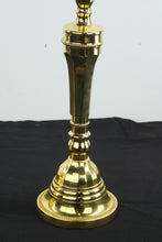Load image into Gallery viewer, Pair of Tall Brass Candlesticks with Swirled Tapered Candles