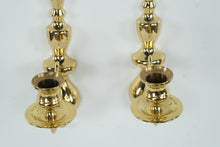 Load image into Gallery viewer, Pair Brass Wall Candle Sconces Traditional Colonial Style 9 Inch