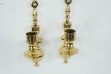 Load image into Gallery viewer, Pair Brass Wall Candle Sconces Traditional Colonial Style 9 Inch